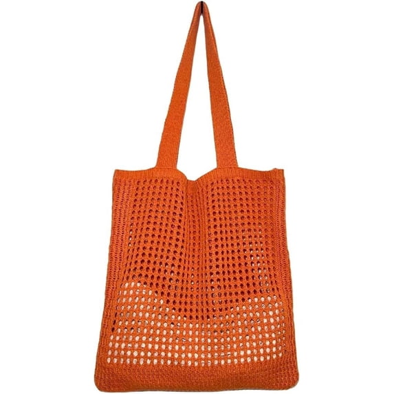 Kukuzhu Crochet Mesh Tote Bag for Women Stylish Aesthetic Tote Bag Casual Shoulder Bag Hobo Bag