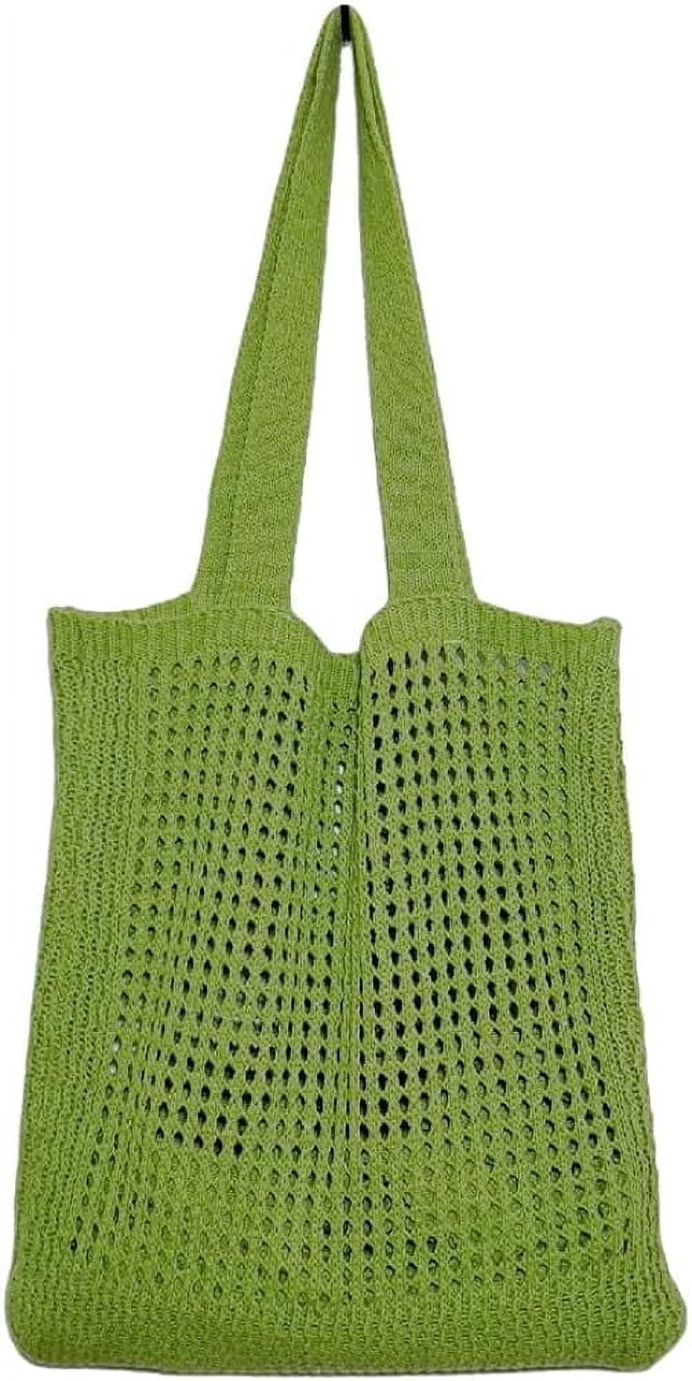Kukuzhu Crochet Mesh Tote Bag for Women Stylish Aesthetic Tote Bag Casual Shoulder Bag Hobo Bag