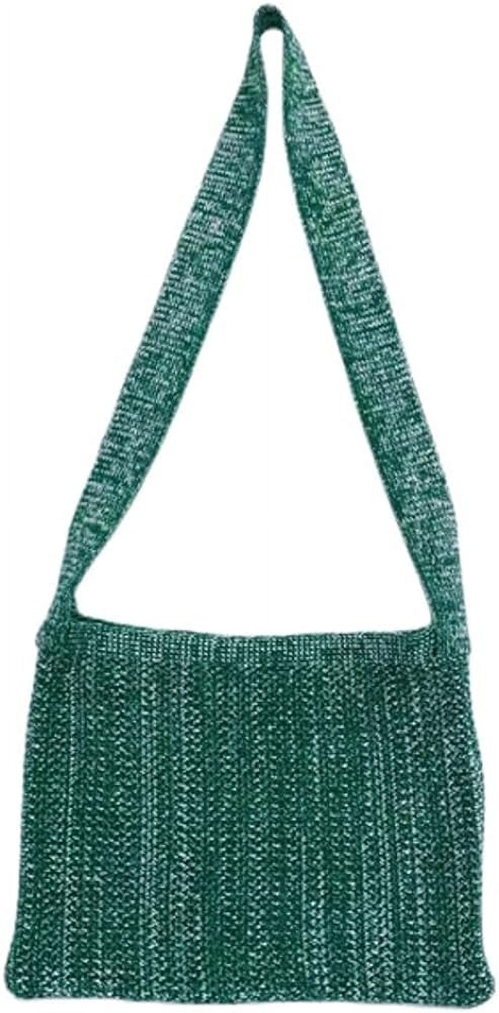 Kukuzhu Crochet Shoulder Bag Women Storage Knitting Crossbody Bag Woven Bag Simple Color Hollow Design Knitted Purse