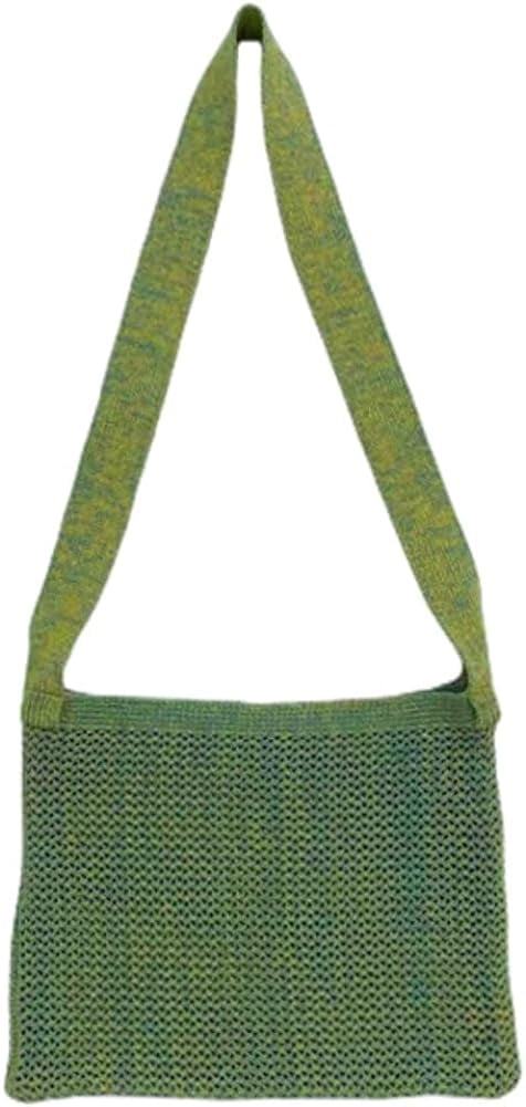 Kukuzhu Crochet Shoulder Bag Women Storage Knitting Crossbody Bag Woven Bag Simple Color Hollow Design Knitted Purse