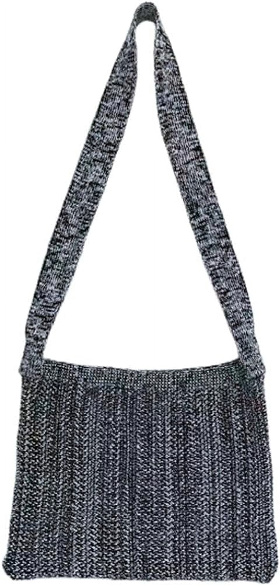Kukuzhu Crochet Shoulder Bag Women Storage Knitting Crossbody Bag Woven Bag Simple Color Hollow Design Knitted Purse
