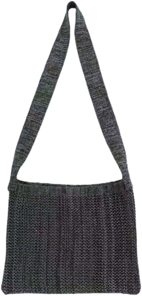 Kukuzhu Crochet Shoulder Bag Women Storage Knitting Crossbody Bag Woven Bag Simple Color Hollow Design Knitted Purse