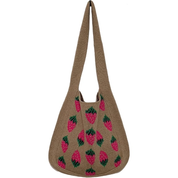 Kukuzhu Crochet Tote Bag Aesthetic Strawberry Purse Kawaii Purse Crocheted Bag Kawaii Tote Bag
