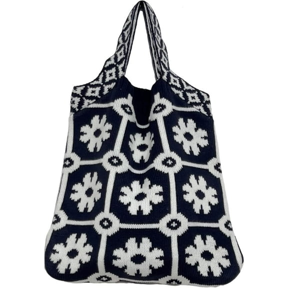 Kukuzhu Crochet Tote Bag Aesthetic Tote Bag Y2k Accessories Y2k Aesthetic Crocheted Tote Bag Y2k Fashion