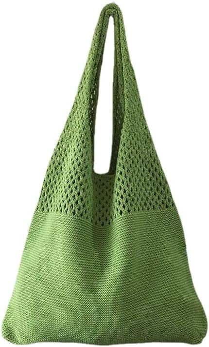 Kukuzhu Crochet Tote Bag Fairycore Hobo Bag Women's Pack Summer Beach Bag Big Purses Casual Hollow Woven Shoulder Bags