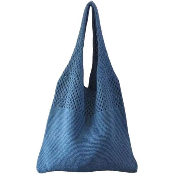 Kukuzhu Crochet Tote Bag Fairycore Hobo Bag Women's Pack Summer Beach Bag Big Purses Casual Hollow Woven Shoulder Bags