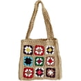 thumbnail image 1 of Kukuzhu Crochet Tote Bag for Women Cute Floral Knitted Shoulder Bag Aesthetic Fairy Y2k Woven Beach Shopping Bag Vocation, 1 of 5