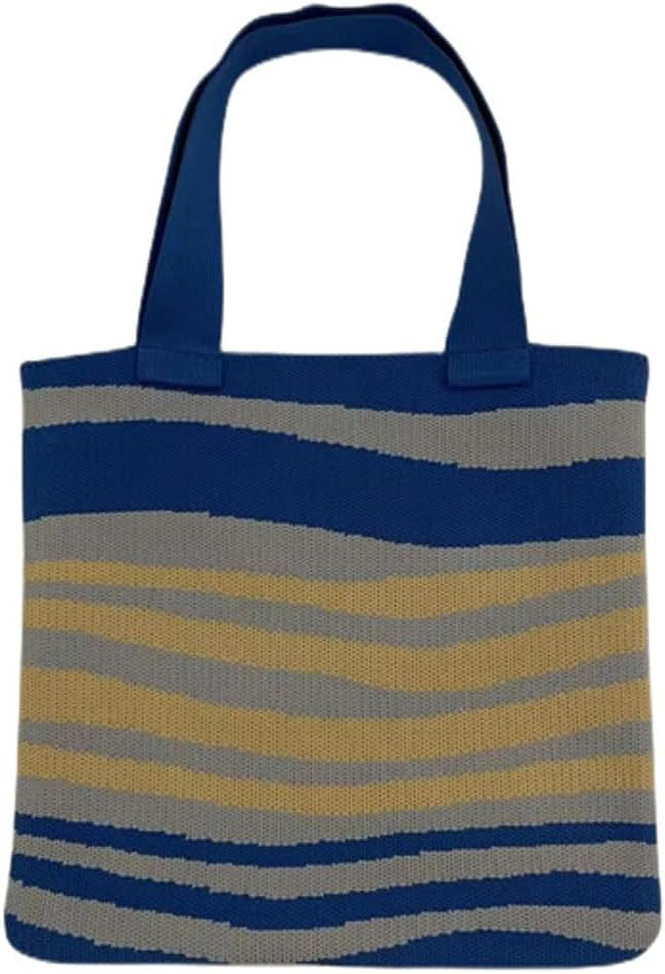 Kukuzhu Crochet Tote Bag for Women Small Cute Stripe Knitted Bag Colorful Pouch Aesthetic Knit Purse Hand Shoulder Bag