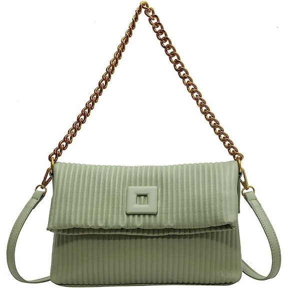 Kukuzhu Crossbody Bag Purse for Women Chain Shoulder Bag Mini Tote Bag Handbags Fashion Pleated Square Bag Casual Hobo Bag for Women
