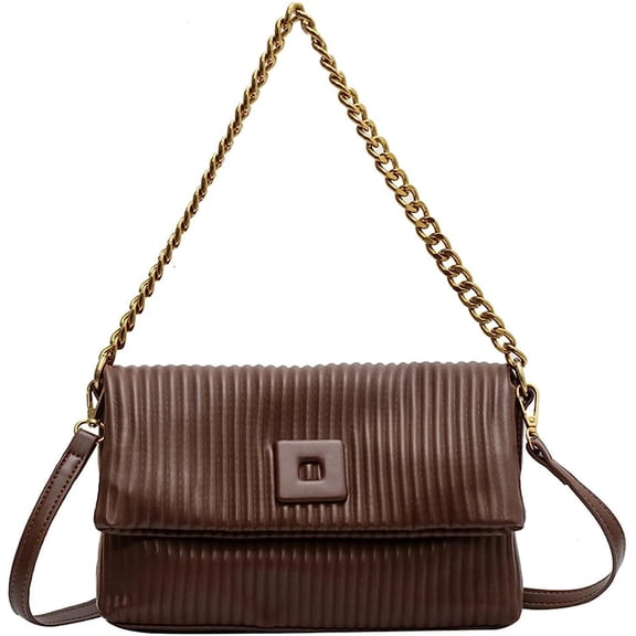 Kukuzhu Crossbody Bag Purse for Women Chain Shoulder Bag Mini Tote Bag Handbags Fashion Pleated Square Bag Casual Hobo Bag for Women