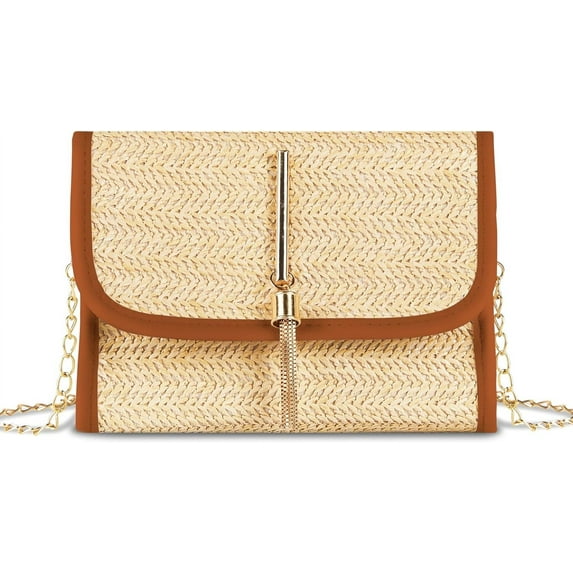 Kukuzhu Crossbody Bag for Women Small Straw Beach Shoulder Bag Stylish Woven Bags Travel Handbags