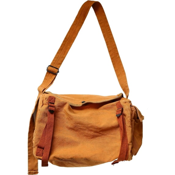 Kukuzhu Crossbody Bag for Women men, Large Tote Canvas Messenger Bag for School, Retro Hobo Purse for Work Travel Shopping