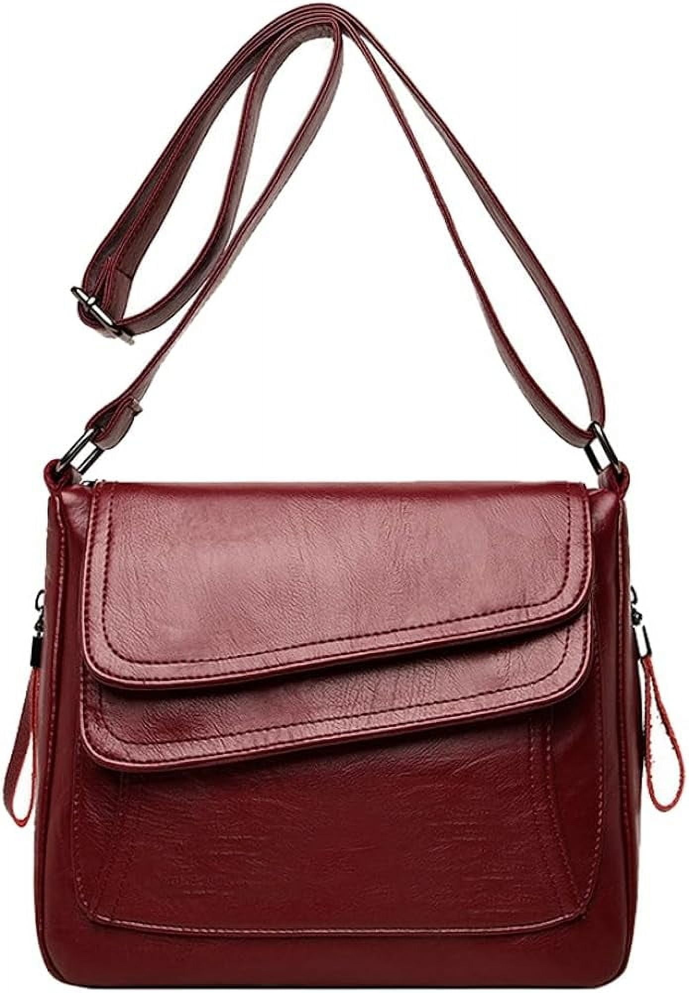Kukuzhu Crossbody Bags for Women Square Shoulder Bag Stylish Leather Satchel Handbag Hobo Bag for Travel Work