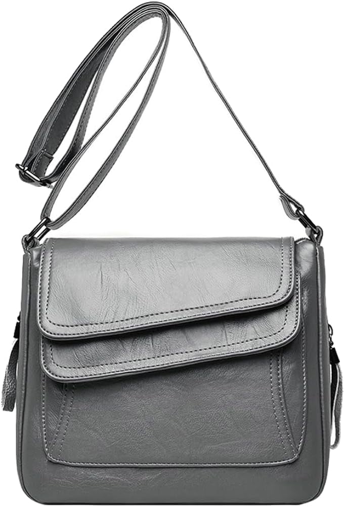 Kukuzhu Crossbody Bags for Women Square Shoulder Bag Stylish Leather Satchel Handbag Hobo Bag for Travel Work