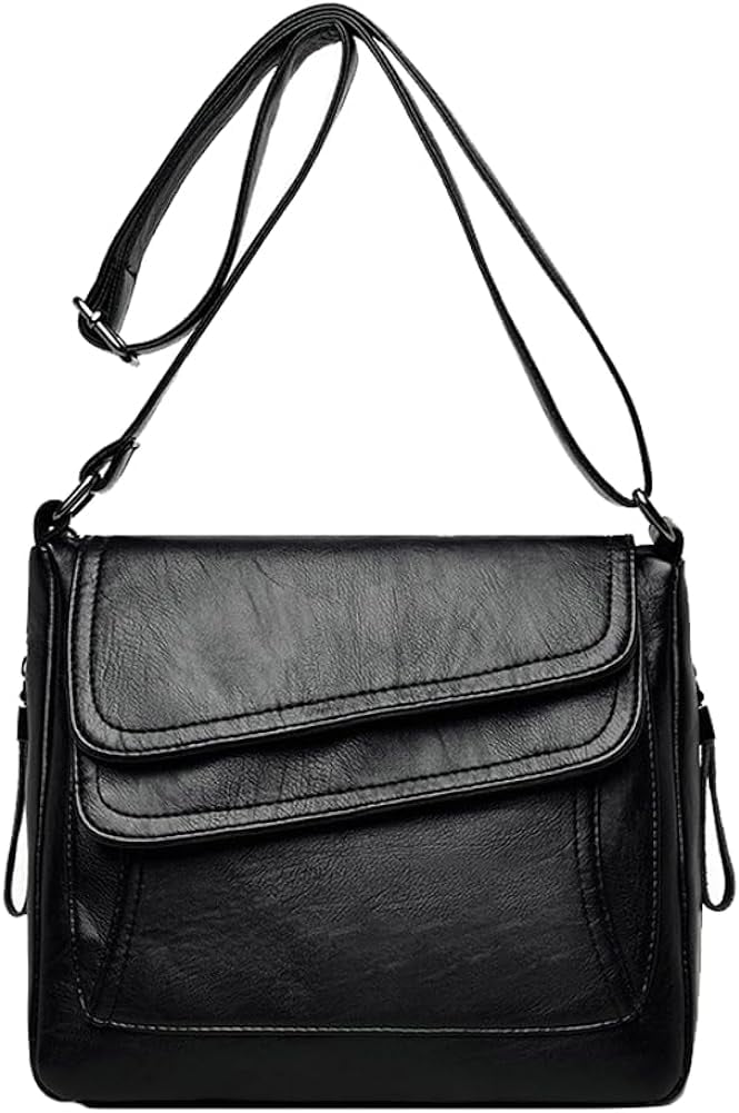 Kukuzhu Crossbody Bags for Women Square Shoulder Bag Stylish Leather Satchel Handbag Hobo Bag for Travel Work