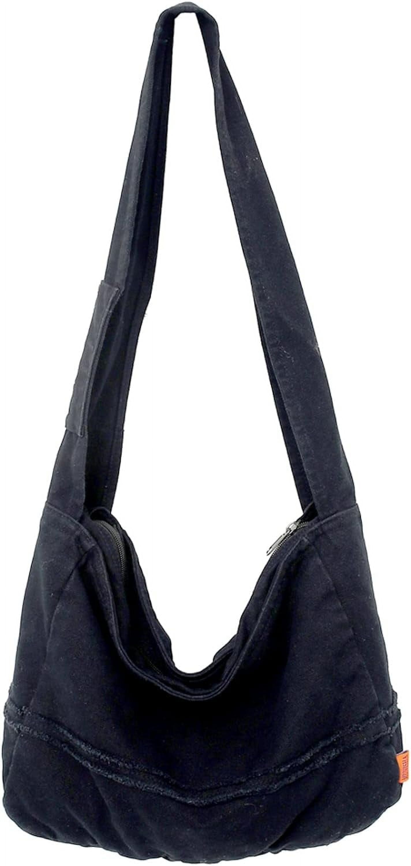 Kukuzhu Crossbody Bags for women, Large Hobo Bag Canvas Messenge Tote Handbagr for School Travel Work Shopping(Brown)