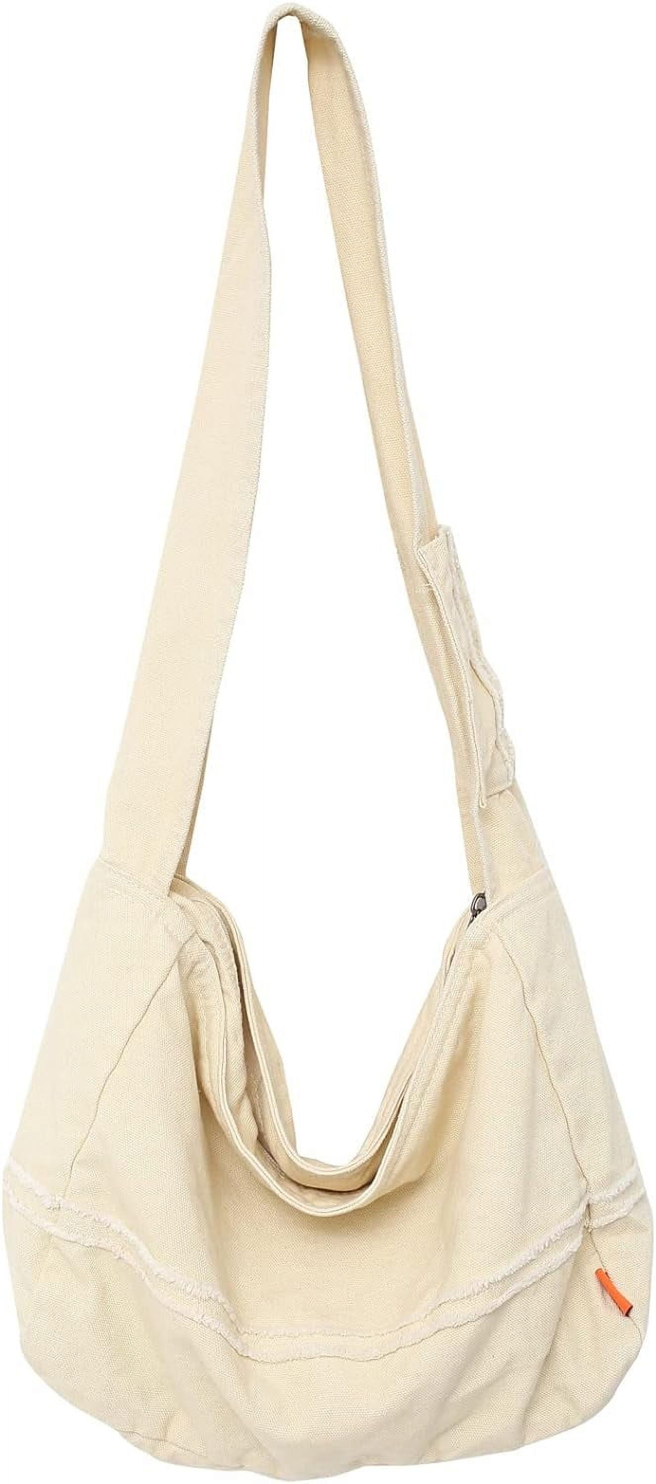 Kukuzhu Crossbody Bags for women, Large Hobo Bag Canvas Messenge Tote Handbagr for School Travel Work Shopping(Brown)