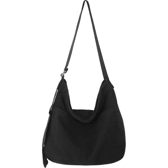 Kukuzhu Crossbody Bags for women, Large Hobo Bag Canvas Messenge Tote Handbagr for School Travel Work Shopping(Brown)