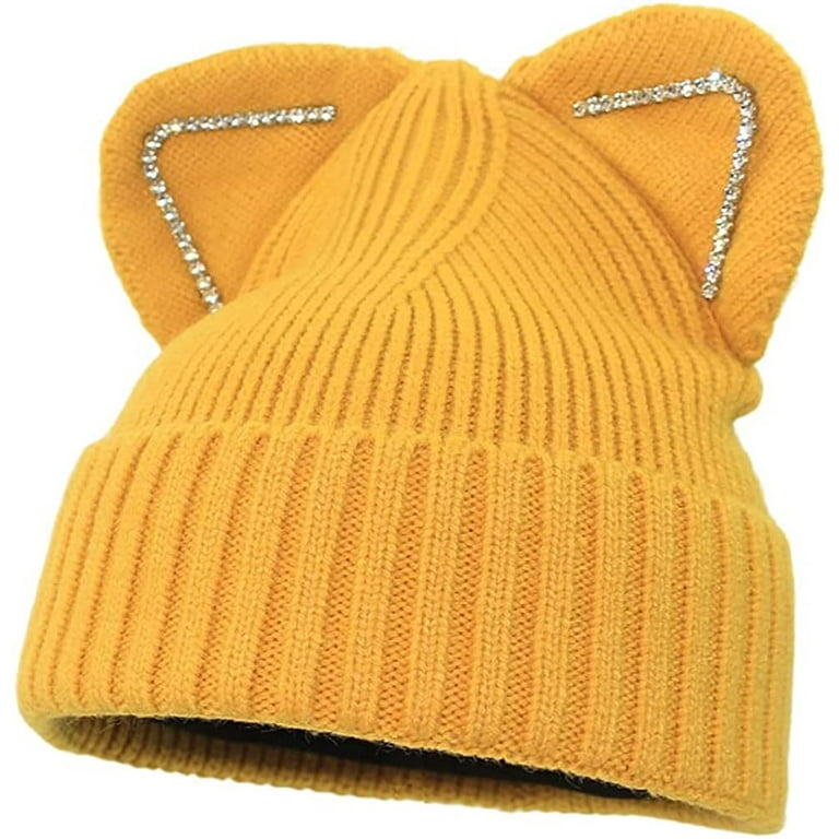 Glitter buy Cat Ear w Rhinestones Beanie Hat