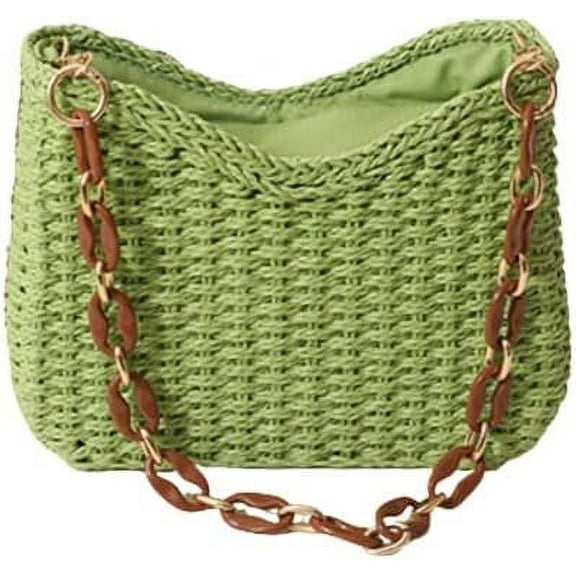 Kukuzhu Cute Purses for Women Large Tote Bags Straw Handwoven Hobo Bag Fairy Chain Shoulder Bag Summer Beach Bag for Travel