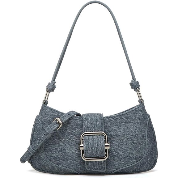 Kukuzhu Denim Shoulder Bag for Women Chic Crossbody Bag Canvas Hobo Bag Mini Evening Clutch Purse