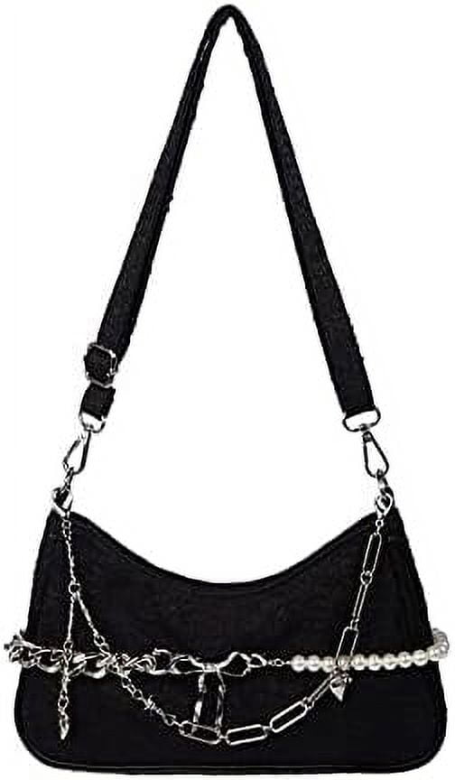 Black Purse Shoulder Bag For Women Top Handle Handbag Purse Y2K