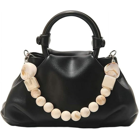 Kukuzhu Evening Tote Bag for Women Pleated Hobo Handbags Soft Leather Clutch Crossbody Bag Fashion Pearl Cloud Bag Purse Shoulder Bag