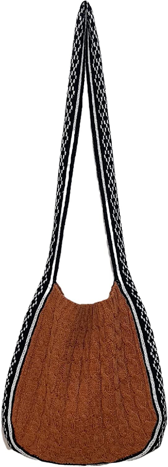 Kukuzhu Fairy Grunge Knitted Shoulder Bags Y2K Fairycore Tote Bag Crochet Hobo Crossbody Bag Indie Purse Accessories