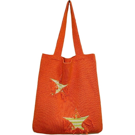 Kukuzhu Fairy Grunge Tote Bag Y2K Fairycore Crochet Hobo Bag Ripped Star Knitted Shoulder Bag Cottagecore Emo Accessories
