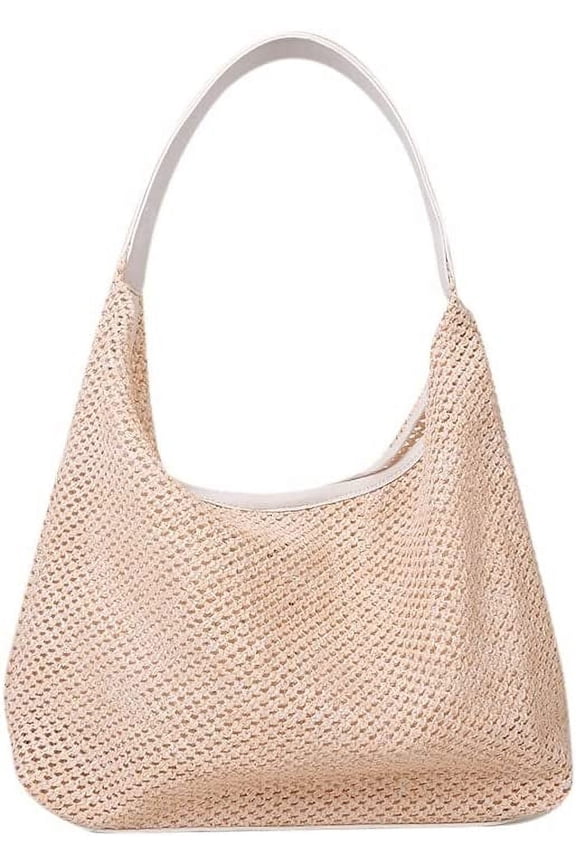 Fairycore Academia Aesthetic Alt Mesh Tote Bag Straw Purses For Women Japanese Preppy Coquettish India Beach Pack (khaki)