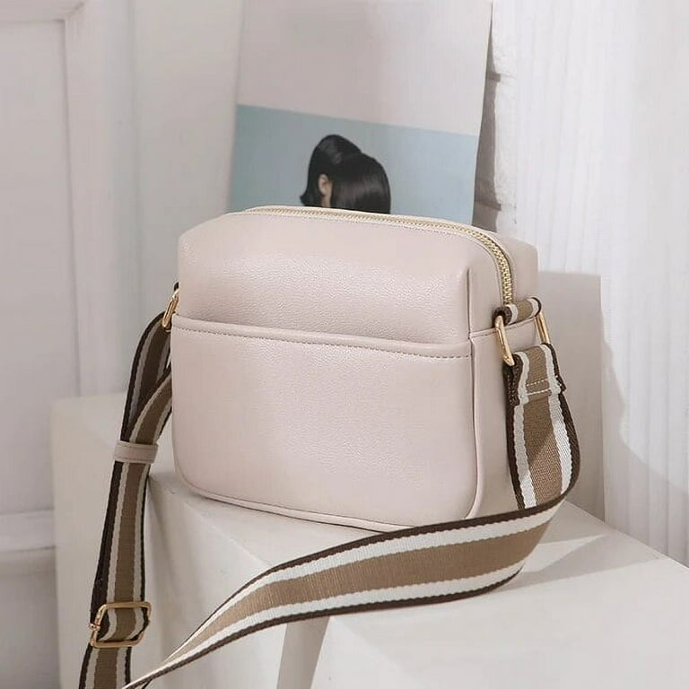 Kukuzhu Fashion Shoulder Bag For Women PU Leather Small Square Bag Wide Strap Crossbody Bag Solid Color Satchel Bag Designer Purse Totes Walmart