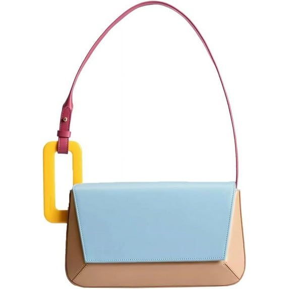 Kukuzhu Fashion Shoulder Bag for Women Hobo Armpit Purse Totes Handbag Contrasting Colors Top Handle Bag