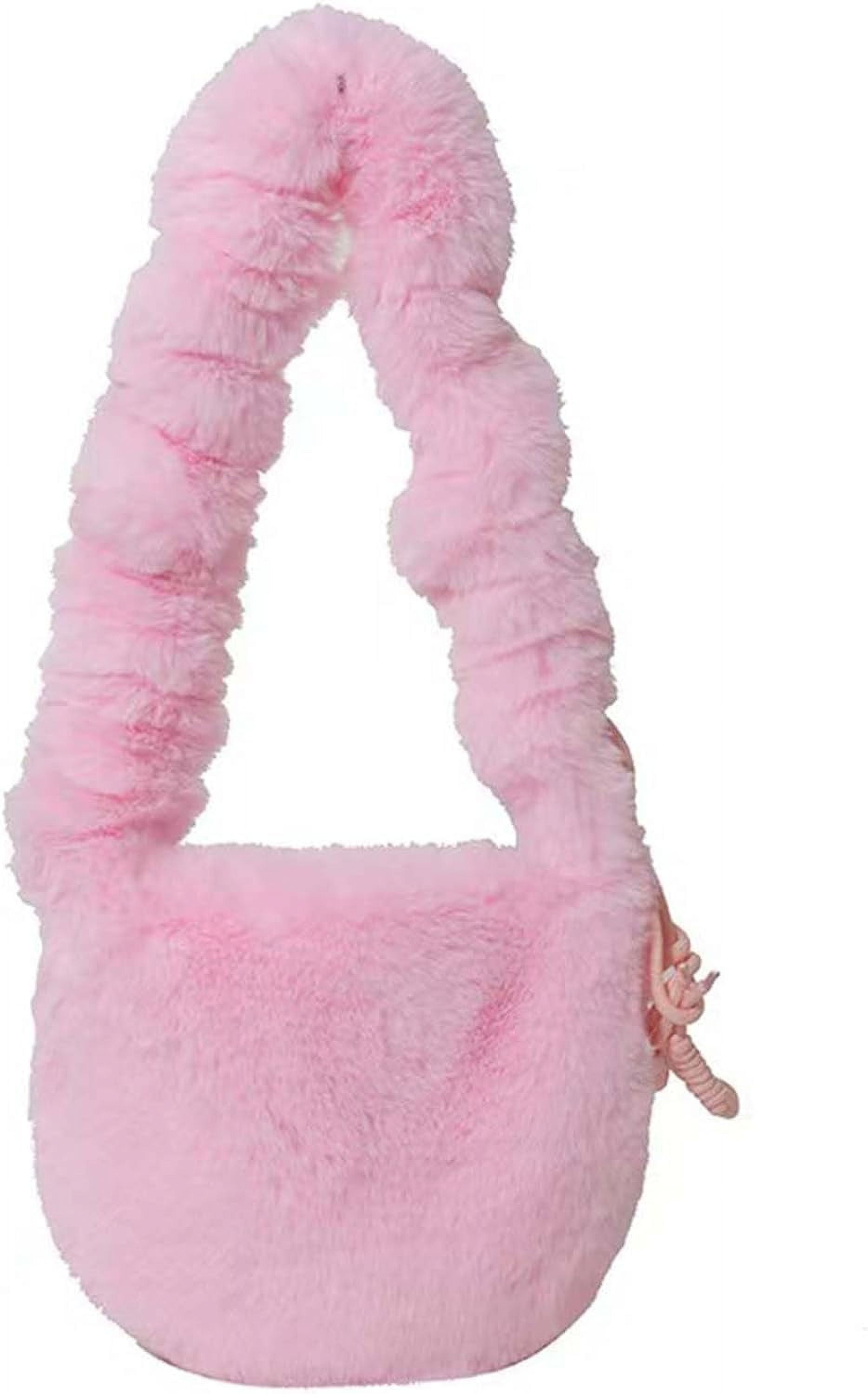 Kukuzhu Faux Fur Crossbody Bag for Women Y2k Plush Fluffy Furry