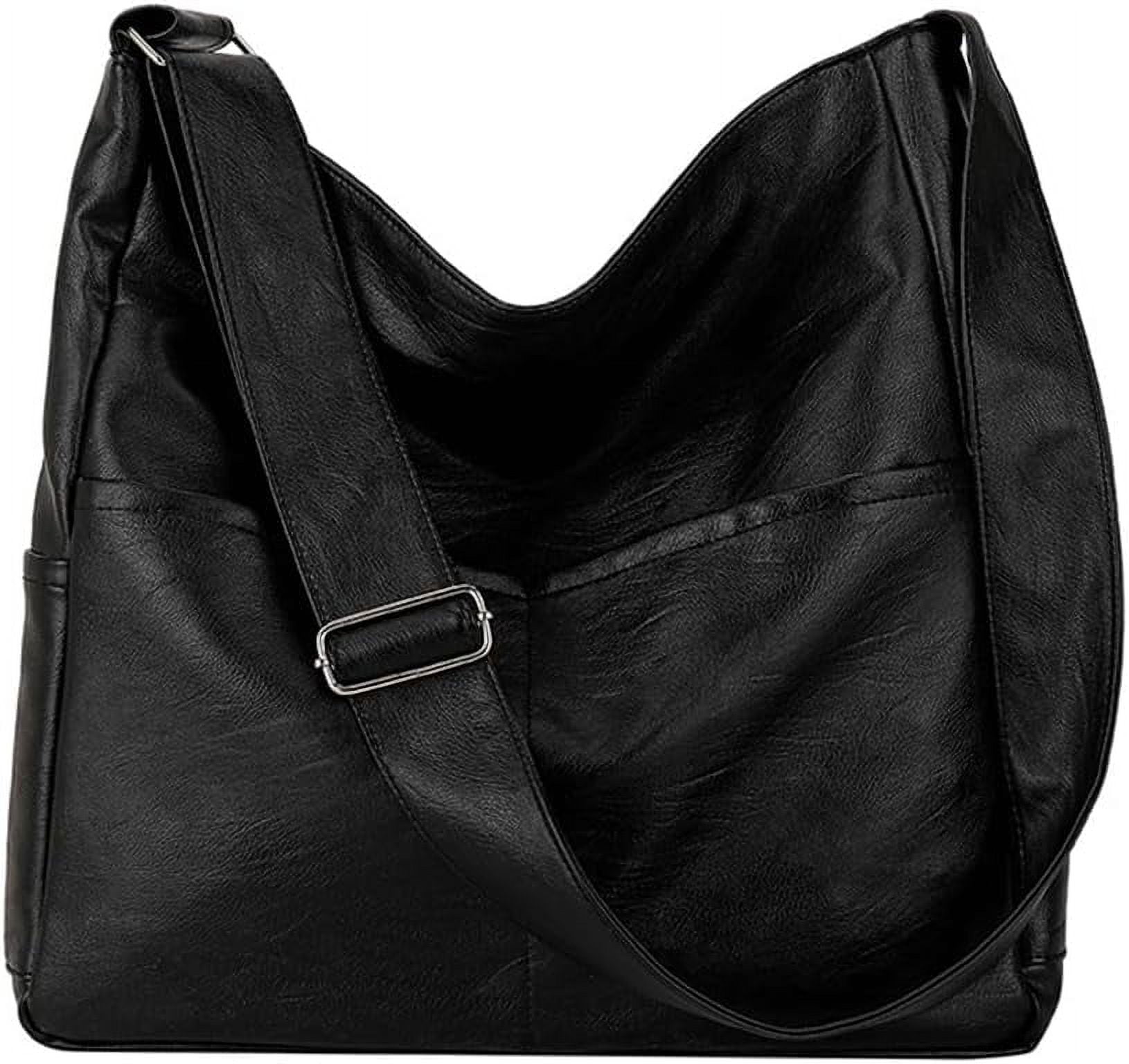 Kukuzhu Faux Leather Tote Bag with Pockets Women Shoulder Bag College Tote Bag Hobo Crossbody Bag for Work Travel