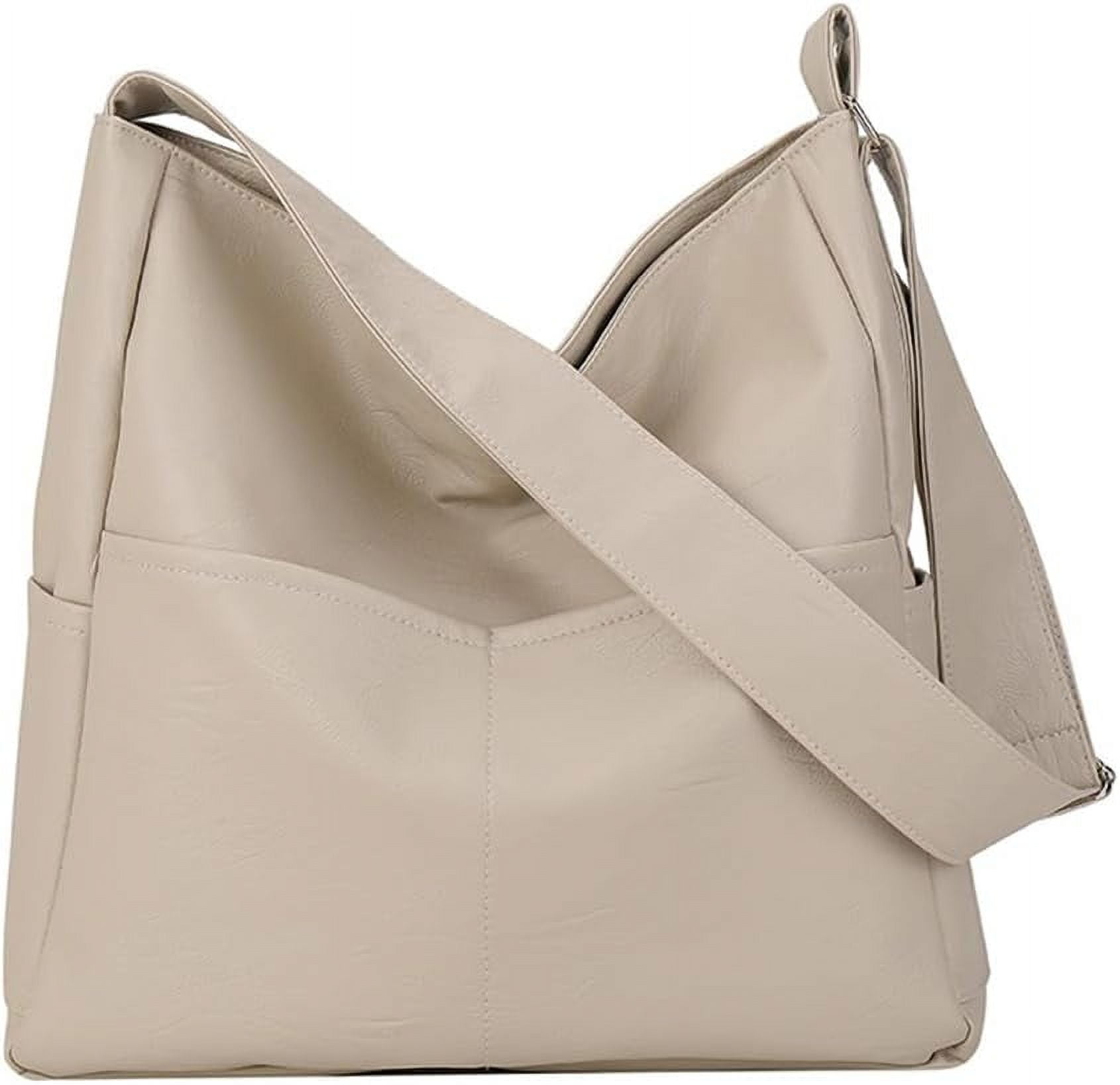 Kukuzhu Faux Leather Tote Bag with Pockets Women Shoulder Bag College Tote Bag Hobo Crossbody Bag for Work Travel