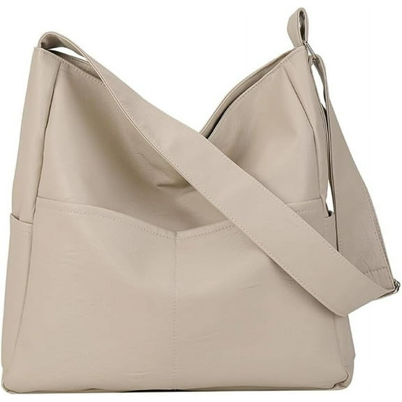 Kukuzhu Faux Leather Tote Bag with Pockets Women Shoulder Bag College Tote Bag Hobo Crossbody Bag for Work Travel