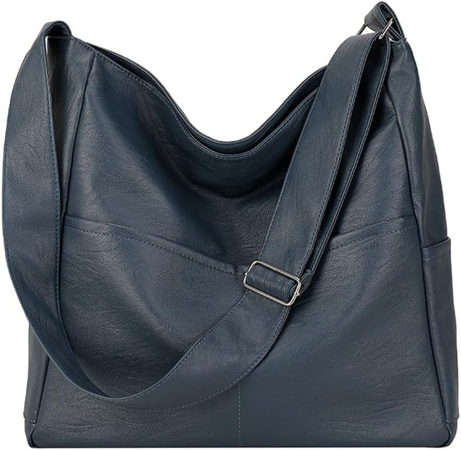 Kukuzhu Faux Leather Tote Bag with Pockets Women Shoulder Bag College Tote Bag Hobo Crossbody Bag for Work Travel