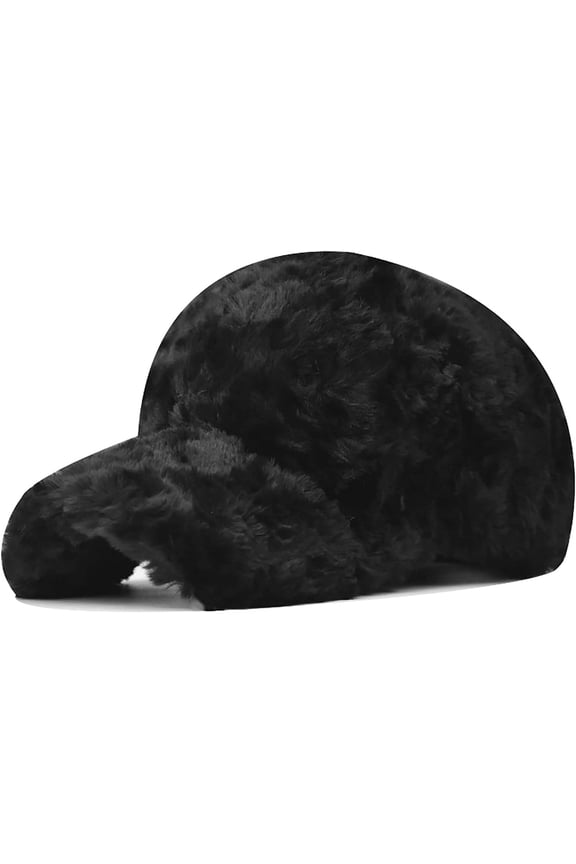 Faux-Rabbit-Fur-Baseball-Caps Winter Warm Teddy-Fleece Hip-Hop Baseball Hat for Men Women Outdoor Travel