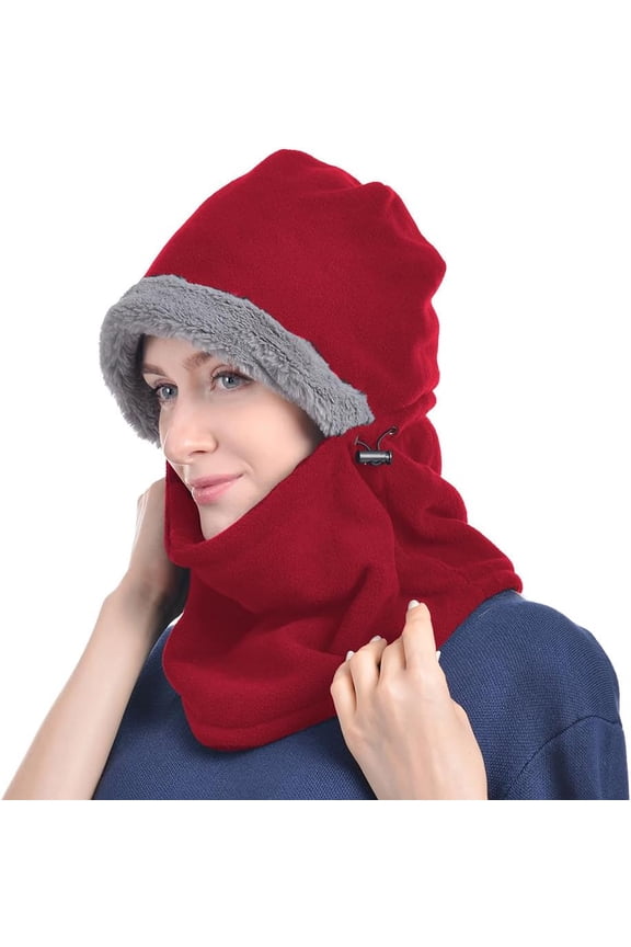 Fleece Balaclava Women Winter Face Mask Windproof Face Cover Beanie Soft Hooded Scarf Neck Warmer Ski Snow Gear Pullover Hat