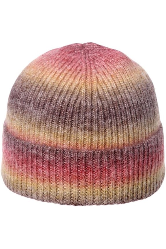 Gradient Color Ribbed Knit Beanie Hat Watch Cap Slouchy Skull Cap YZ50212
