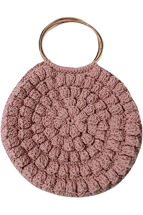 Hand-Woven Bag Circular Crochet Wool Bag Round Knitted Bag Small Crossbody Messenger Bag Handbag Purse Female Pouch