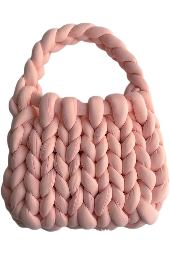 Handbag for Women Hand-Woven Pure Cotton Hobo Bag Small Coarse Wool Beach Totes Cellphone Purse