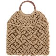 thumbnail image 1 of Kukuzhu Handmade Straw Bag Travel Beach Fishing Net Handbag Shopping Woven Shoulder Bag for Women, 1 of 5