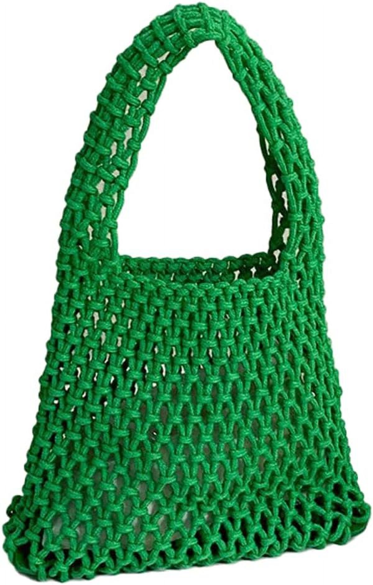 Kukuzhu Handwoven Hobo Bag for Women Bucket Bag Cotton Rope Crochet Totes Hollow String Handbags Summer Beach Purses