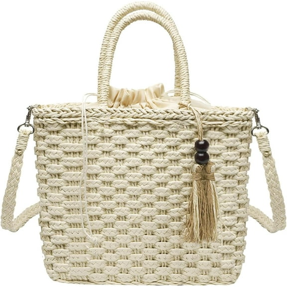 Kukuzhu Handwoven Straw Bag for Women Lightweight Shopping Tote Handbag Purse Boho Bag