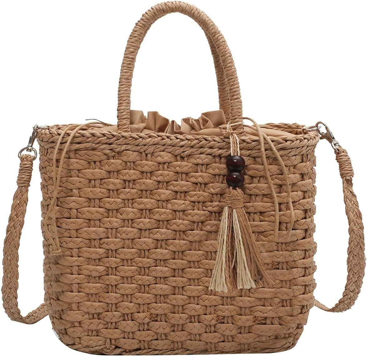 Kukuzhu Handwoven Straw Bag for Women Lightweight Shopping Tote Handbag Purse Boho Bag
