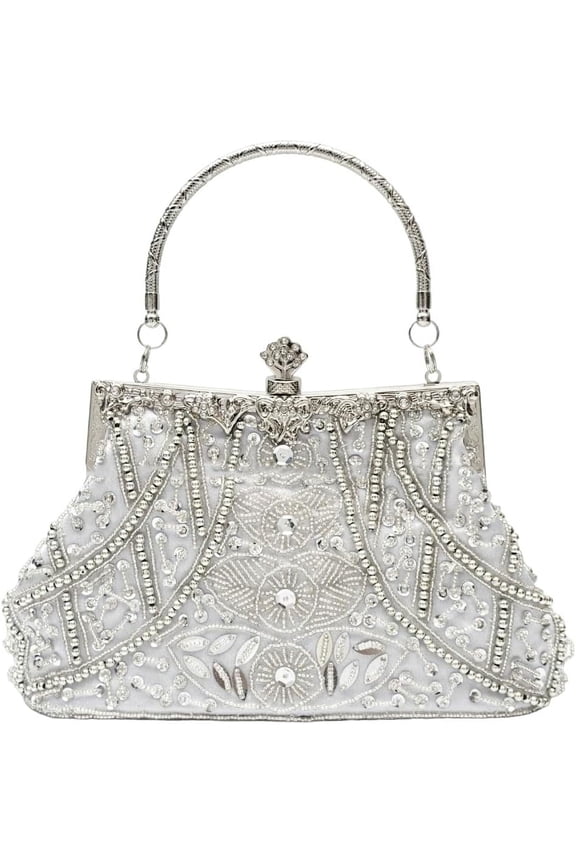 Hobo Bag for Women Beading Crossbody Shoulder Bag Vintage Clutch Totes Purses Wedding Handbag Shiny Satchels