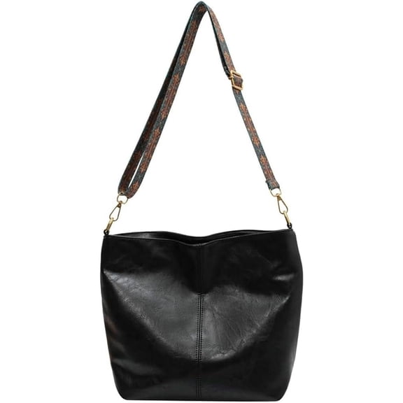 Kukuzhu Hobo Bag for Women Crossbody Handbags Large Designer Ladies Bucket Purse PU Leather Shoulder Bags with Wide Shoulder Strap
