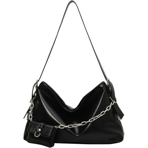 Kukuzhu Hobo Bag for Women PU Leather Crossbody Shoulder Bag Handbag Armpit Purse Large Totes Top Handle Satchels with Chain