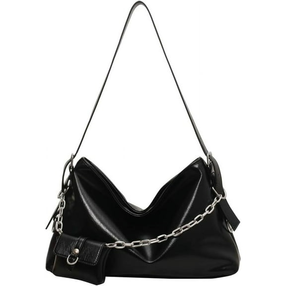 Kukuzhu Hobo Bag for Women PU Leather Crossbody Shoulder Bag Handbag Armpit Purse Large Totes Top Handle Satchels with Chain